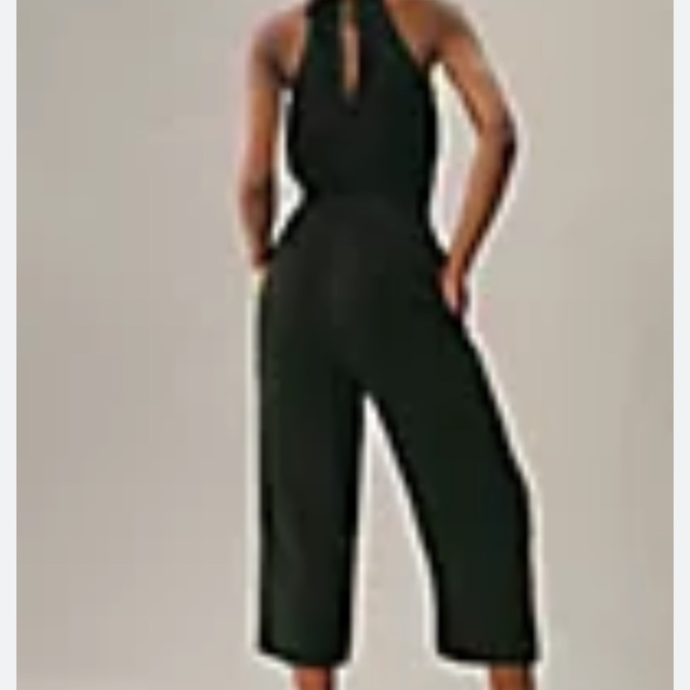 Cloth & Stone Black Halter Jumpsuit with Wide Cropped Legs - Picture 2 of 6